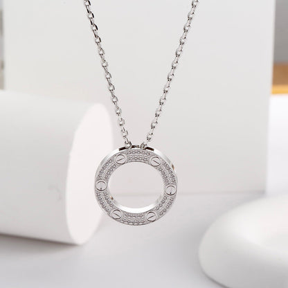 [ElanLuxe Jewelry]LOVE NECKLACE 16MM  FULL DIAMOND