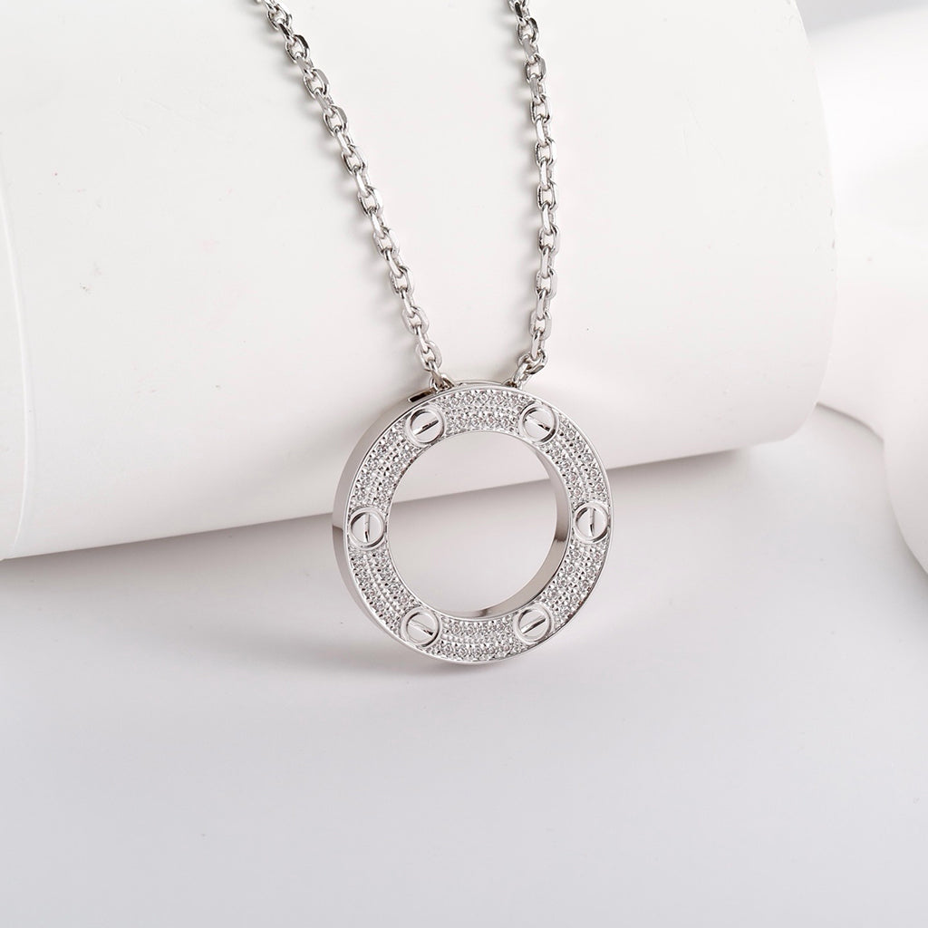 [ElanLuxe Jewelry]LOVE NECKLACE 16MM  FULL DIAMOND
