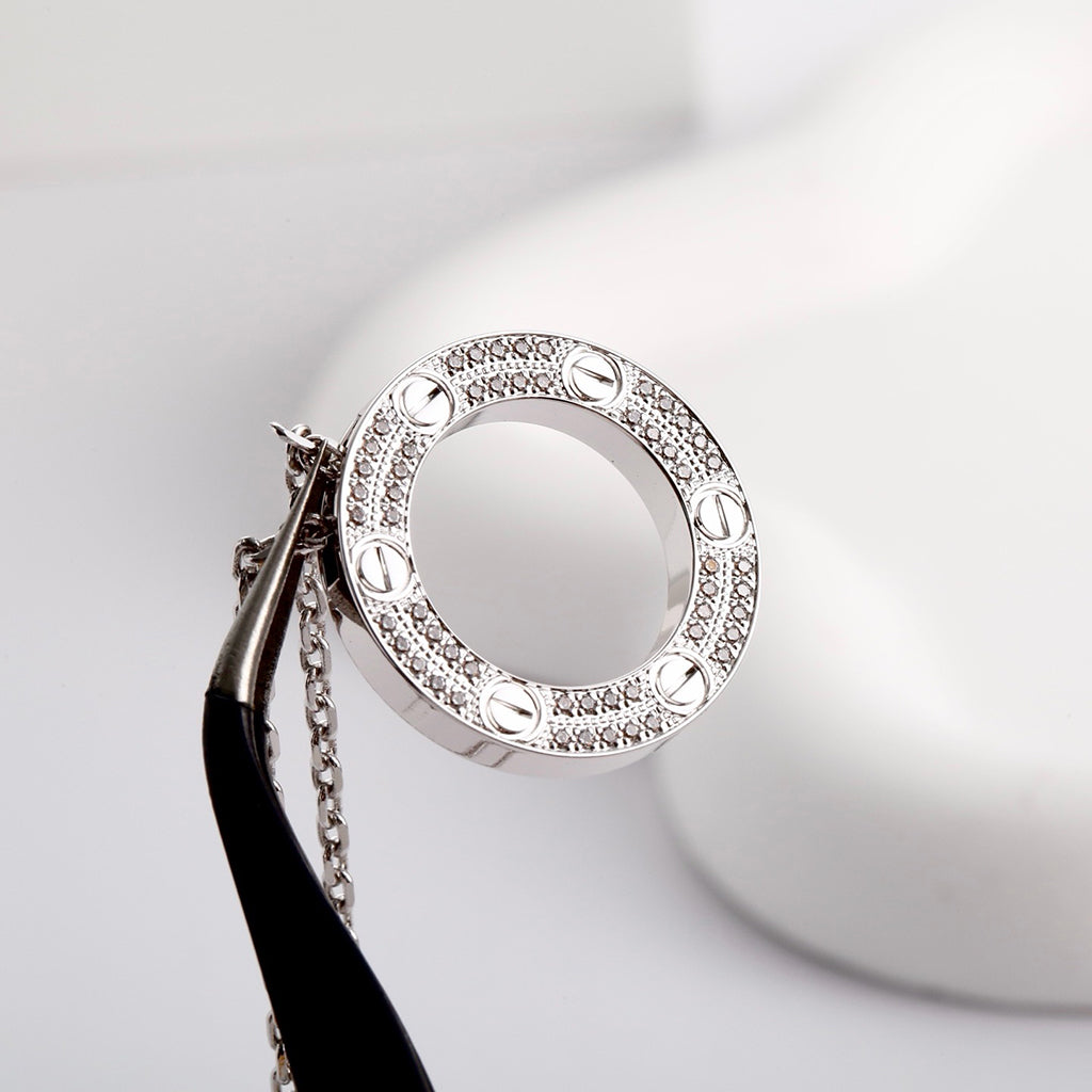 [ElanLuxe Jewelry]LOVE NECKLACE 16MM  FULL DIAMOND