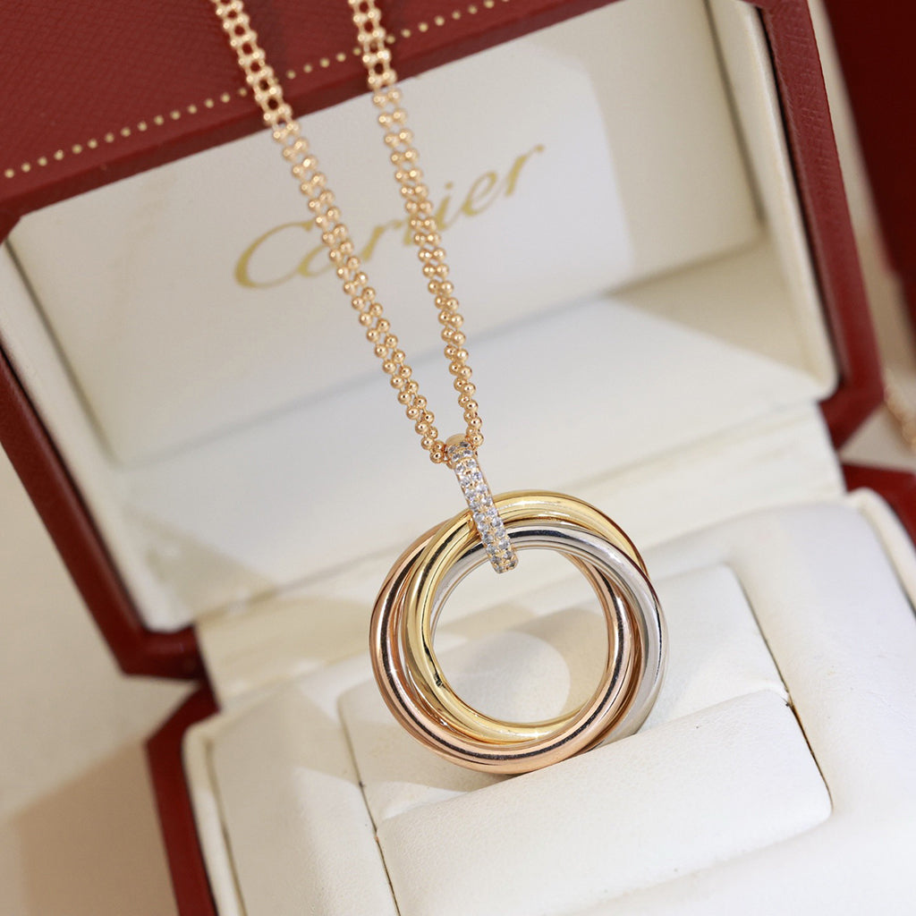 [ElanLuxe Jewelry]TRINITY MEDIUM  DIAMONDS NECKLACE