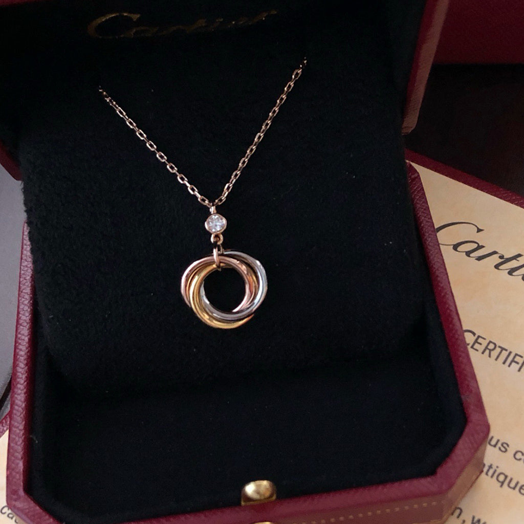 [ElanLuxe Jewelry]TRINITY  NECKLACE 1 DIAMOND