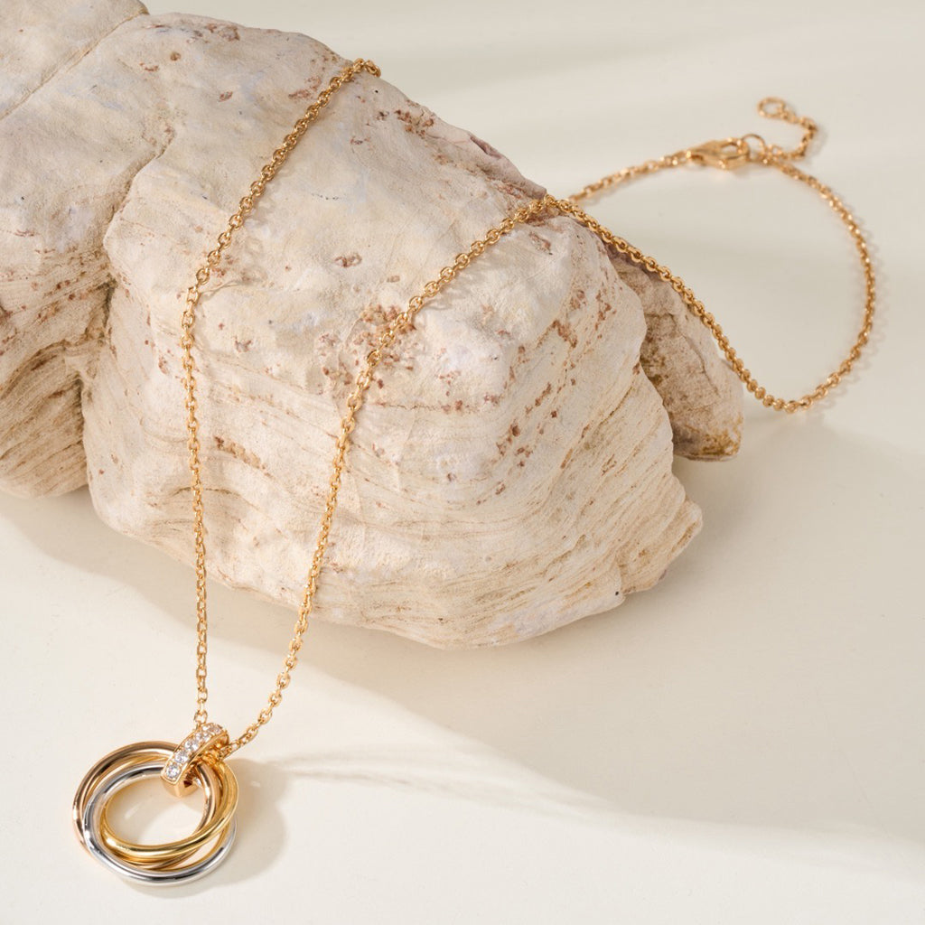 [ElanLuxe Jewelry]TRINITY MEDIUM  DIAMONDS NECKLACE