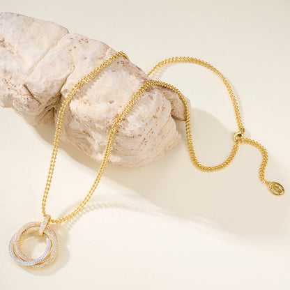 [ElanLuxe Jewelry]TRINITY LARGE FULL DIAMOND  NECKLACE