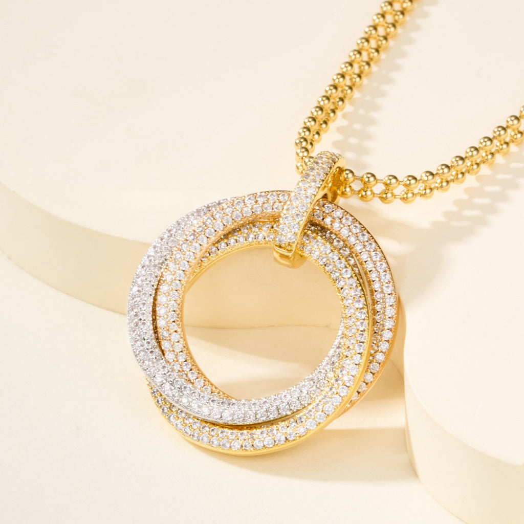 [ElanLuxe Jewelry]TRINITY LARGE FULL DIAMOND  NECKLACE