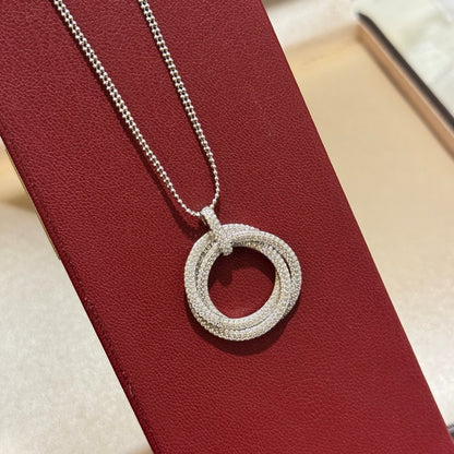 [ElanLuxe Jewelry]TRINITY LARGE FULL DIAMOND  NECKLACE