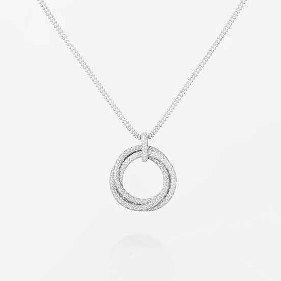 [ElanLuxe Jewelry]TRINITY LARGE FULL DIAMOND  NECKLACE
