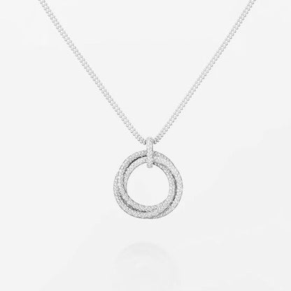 [ElanLuxe Jewelry]TRINITY LARGE FULL DIAMOND  NECKLACE