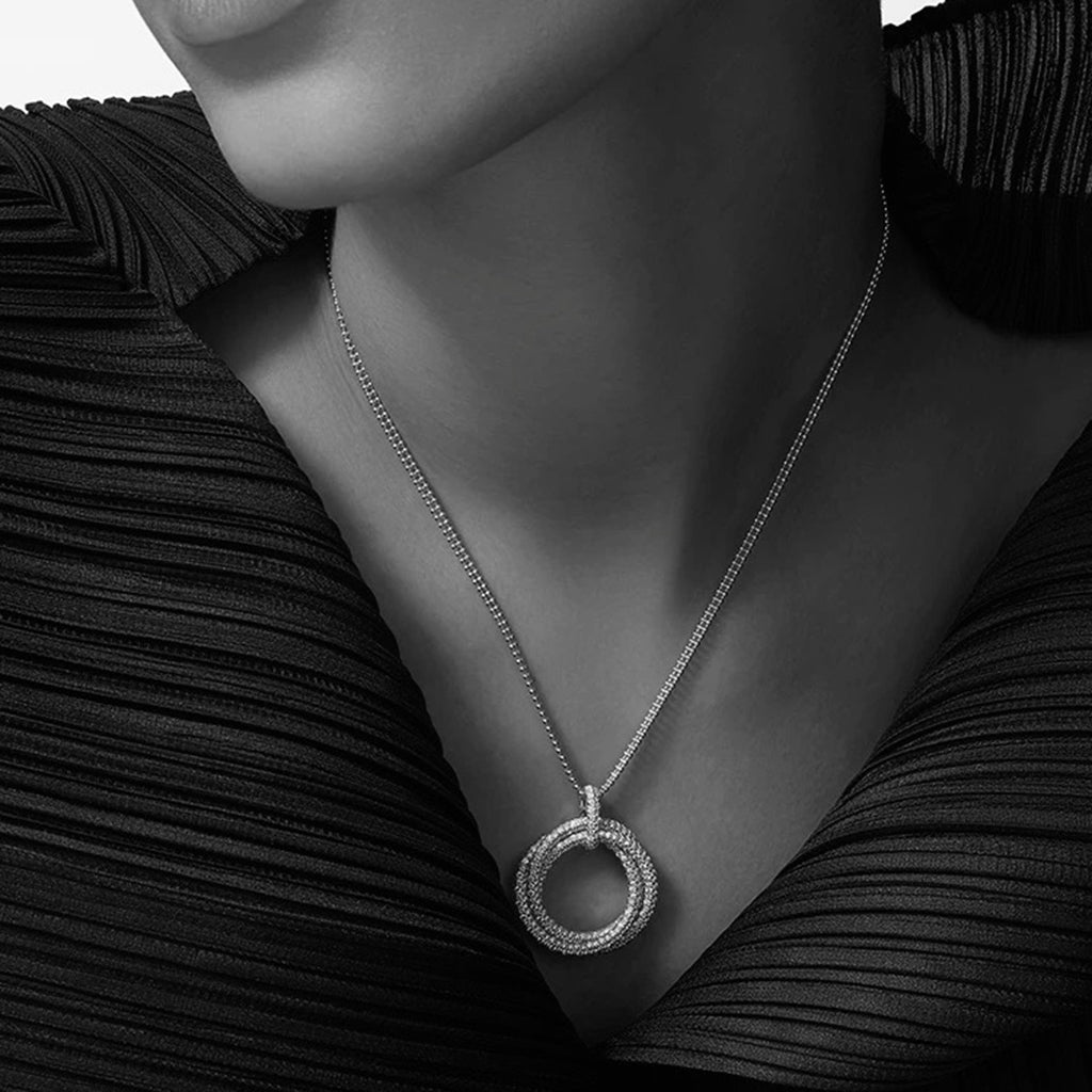 [ElanLuxe Jewelry]TRINITY LARGE FULL DIAMOND  NECKLACE