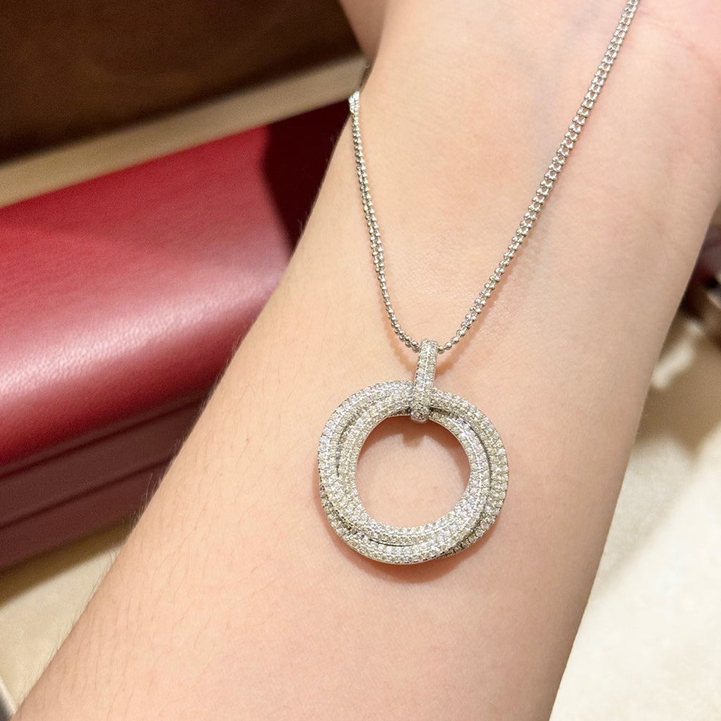 [ElanLuxe Jewelry]TRINITY LARGE FULL DIAMOND  NECKLACE