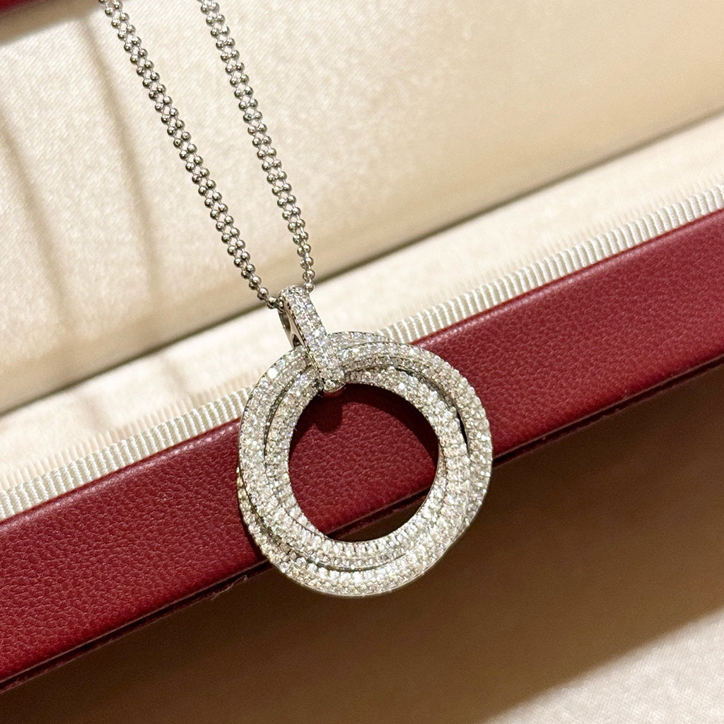 [ElanLuxe Jewelry]TRINITY LARGE FULL DIAMOND  NECKLACE