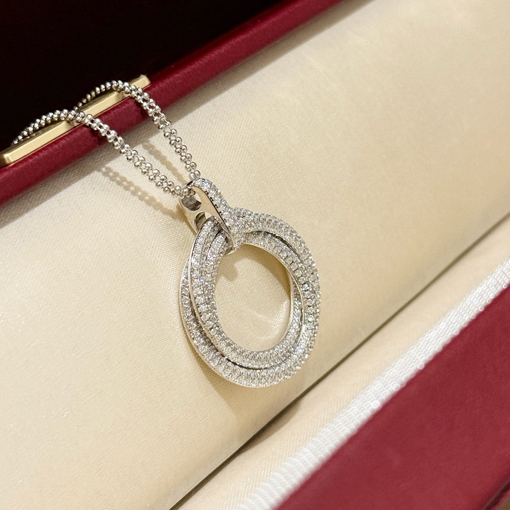 [ElanLuxe Jewelry]TRINITY LARGE FULL DIAMOND  NECKLACE