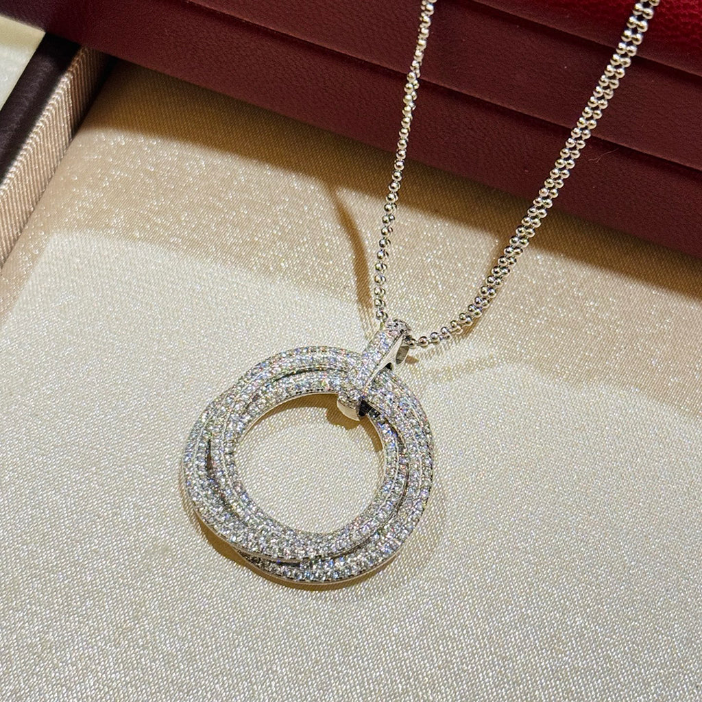 [ElanLuxe Jewelry]TRINITY LARGE FULL DIAMOND  NECKLACE