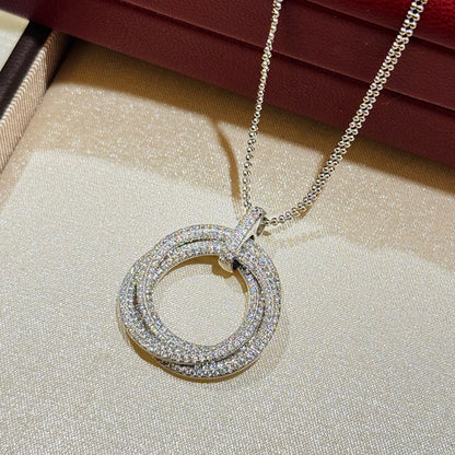 [ElanLuxe Jewelry]TRINITY LARGE FULL DIAMOND  NECKLACE
