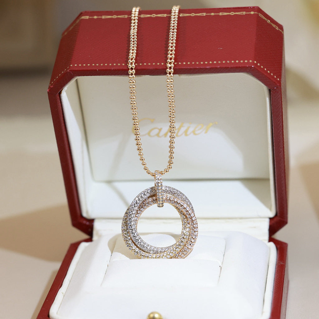 [ElanLuxe Jewelry]TRINITY LARGE FULL DIAMOND  NECKLACE