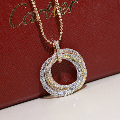 [ElanLuxe Jewelry]TRINITY LARGE FULL DIAMOND  NECKLACE
