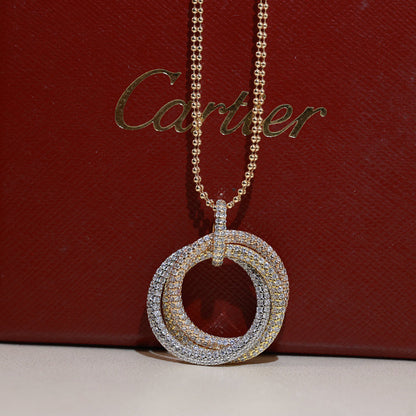 [ElanLuxe Jewelry]TRINITY LARGE FULL DIAMOND  NECKLACE