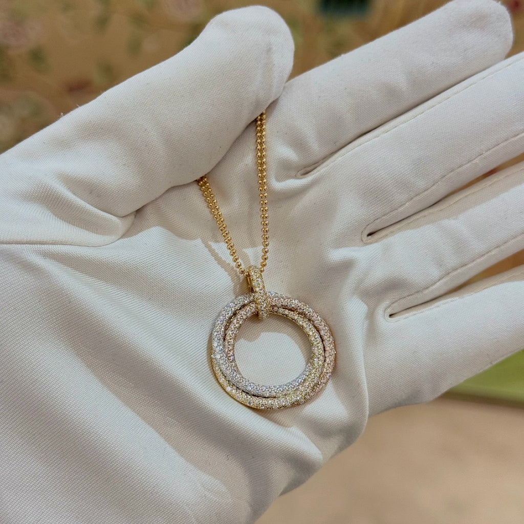 [ElanLuxe Jewelry]TRINITY LARGE FULL DIAMOND  NECKLACE