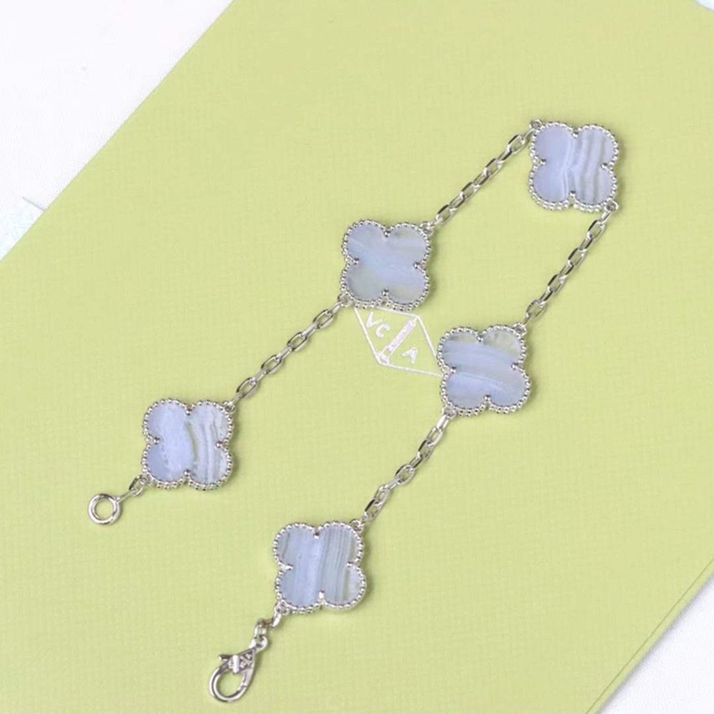 [ElanLuxe Jewelry]CLOVER  5 MOTIF PURPLE CHALCEDONY BRACELET SILVER