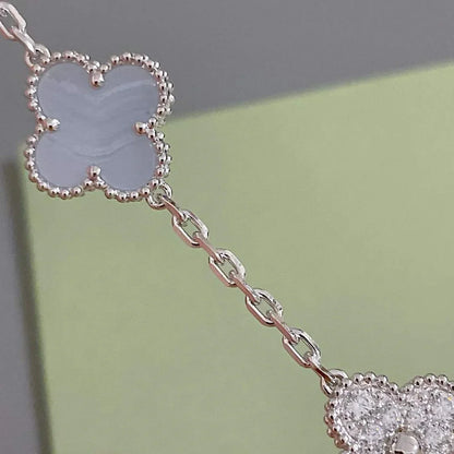 [ElanLuxe Jewelry] CLOVER 5 MOTIF PURPLE CHALCEDONY BRACELET COLLECTION