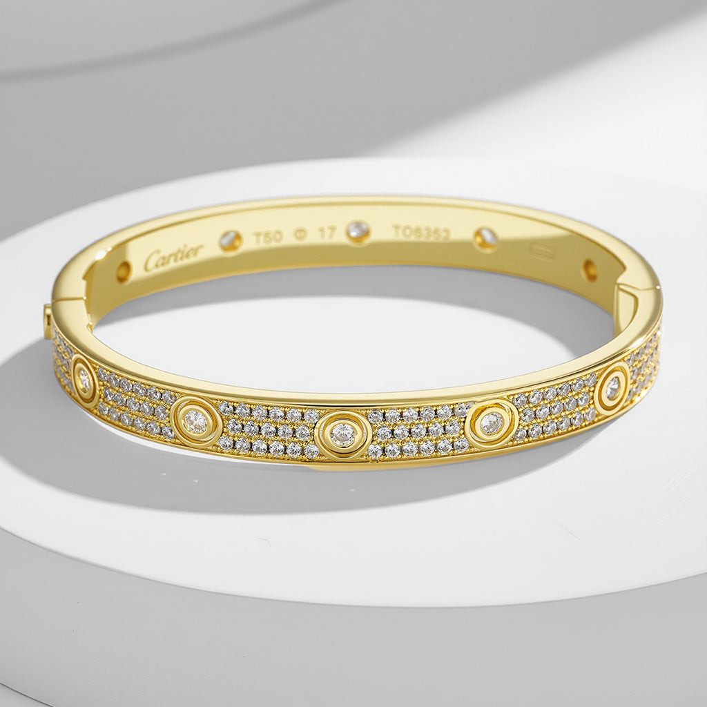 [ElanLuxe Jewelry]LOVE BRACELET 6.1MM DIAMOND-PAVED 10 BIG DIAMONDS