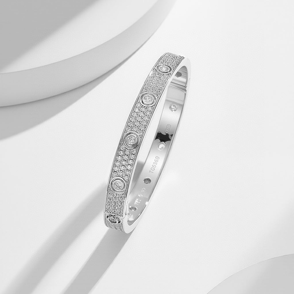 [ElanLuxe Jewelry]LOVE BRACELET 6.1MM DIAMOND-PAVED 10 BIG DIAMONDS