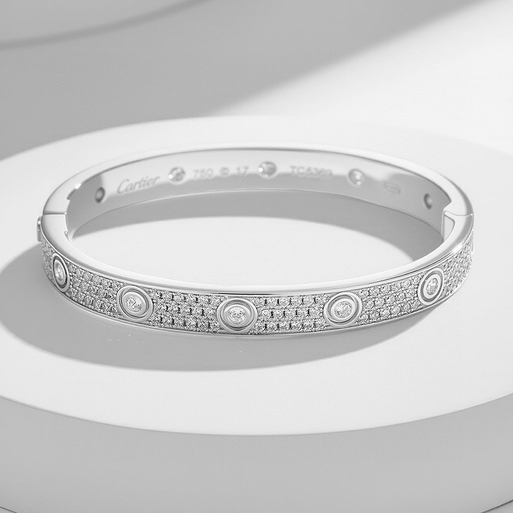 [ElanLuxe Jewelry]LOVE BRACELET 6.1MM DIAMOND-PAVED 10 BIG DIAMONDS