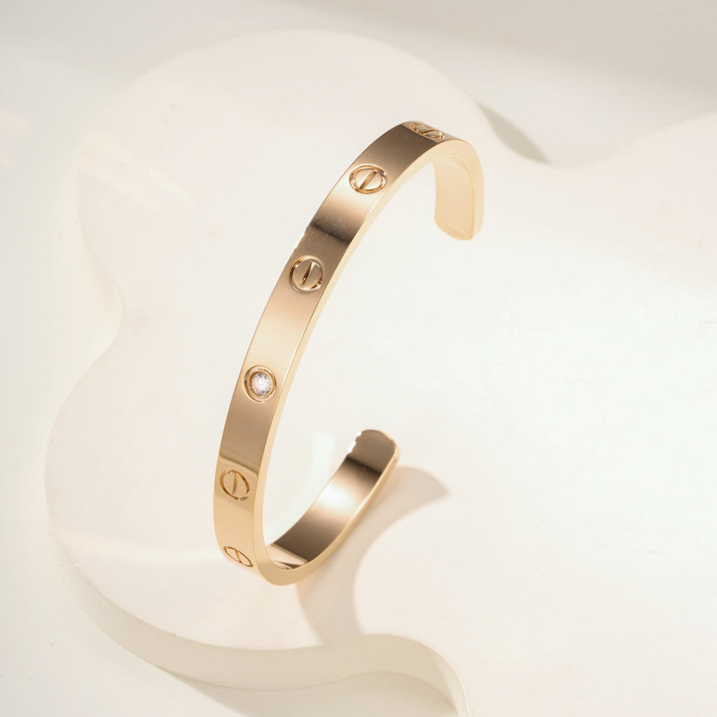 [ElanLuxe Jewelry]LOVE BRACELET 6.1MM 1 DIAMOND OPEN CUFF