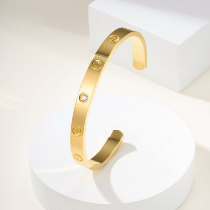 [ElanLuxe Jewelry]LOVE BRACELET 6.1MM 1 DIAMOND OPEN CUFF