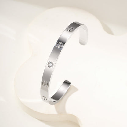 [ElanLuxe Jewelry]LOVE BRACELET 6.1MM 1 DIAMOND OPEN CUFF