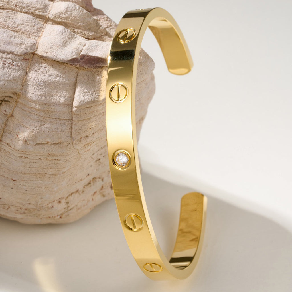 [ElanLuxe Jewelry]LOVE BRACELET 6.1MM 1 DIAMOND OPEN CUFF