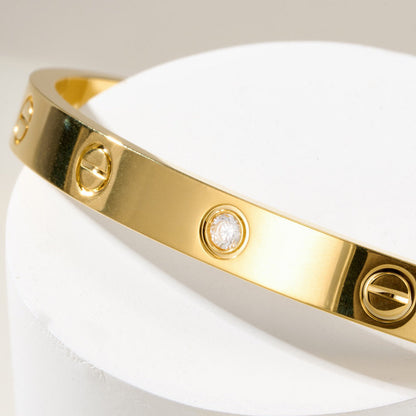 [ElanLuxe Jewelry]LOVE BRACELET 6.1MM 1 DIAMOND OPEN CUFF