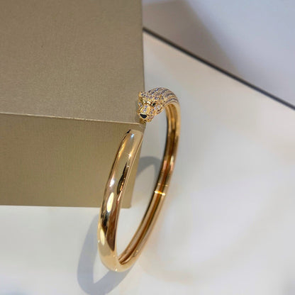 [ElanLuxe Jewelry]PANTHERE HALF DIAMOND OPEN BRACELET