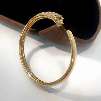 [ElanLuxe Jewelry]PANTHERE HALF DIAMOND OPEN BRACELET
