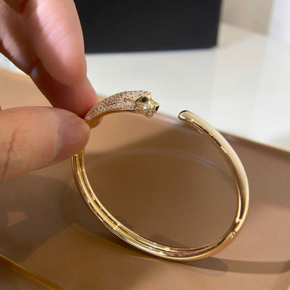 [ElanLuxe Jewelry]PANTHERE HALF DIAMOND OPEN BRACELET