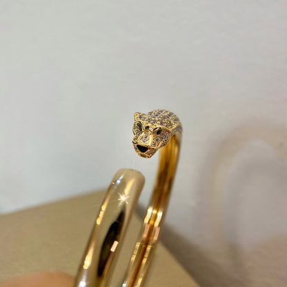 [ElanLuxe Jewelry]PANTHERE HALF DIAMOND OPEN BRACELET