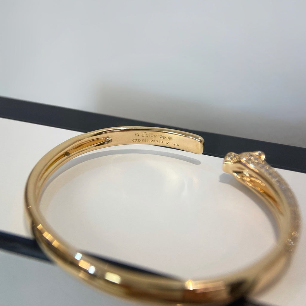 [ElanLuxe Jewelry]PANTHERE HALF DIAMOND OPEN BRACELET