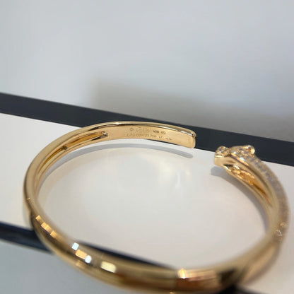 [ElanLuxe Jewelry]PANTHERE HALF DIAMOND OPEN BRACELET