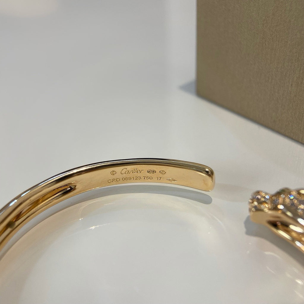 [ElanLuxe Jewelry]PANTHERE HALF DIAMOND OPEN BRACELET