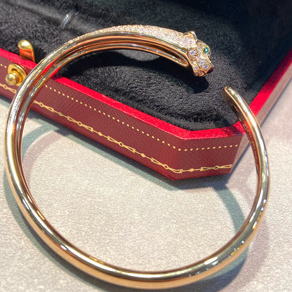 [ElanLuxe Jewelry]PANTHERE HALF DIAMOND OPEN BRACELET