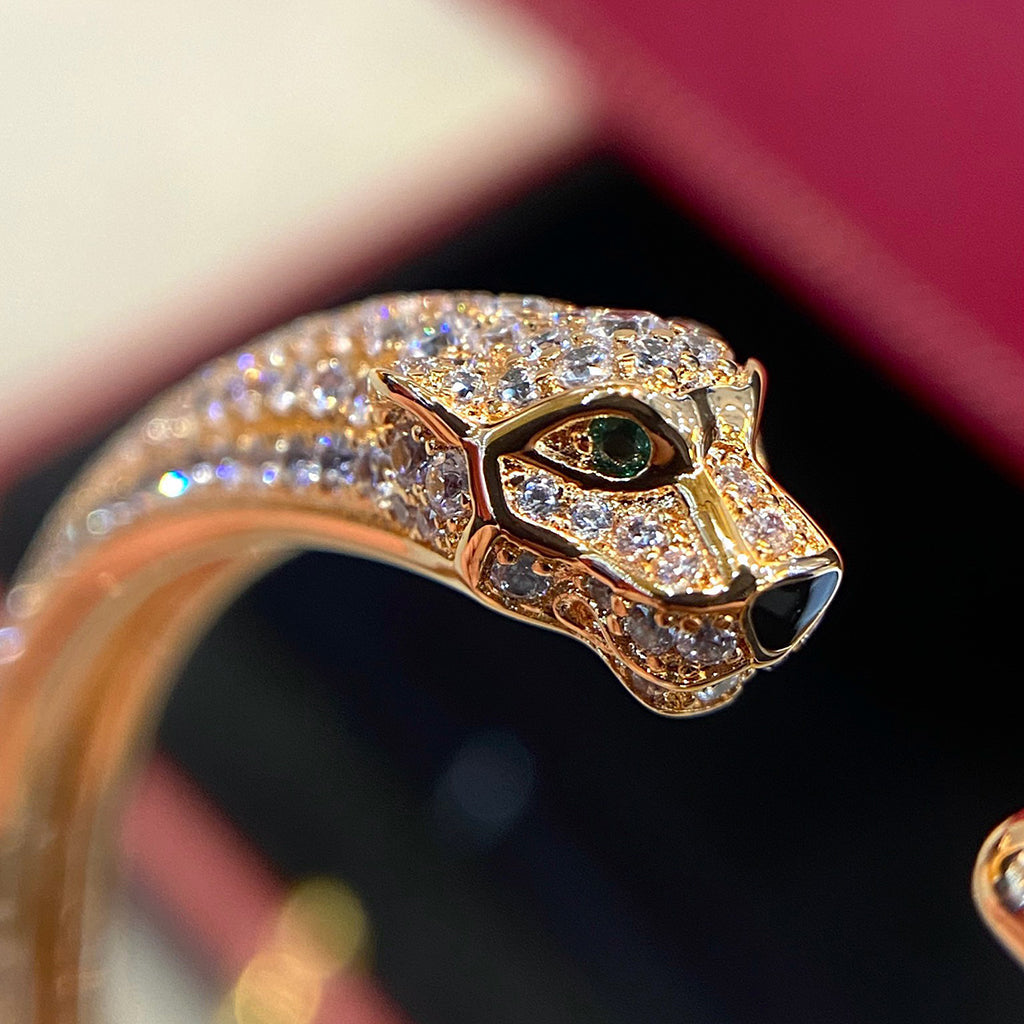 [ElanLuxe Jewelry]PANTHERE HALF DIAMOND OPEN BRACELET