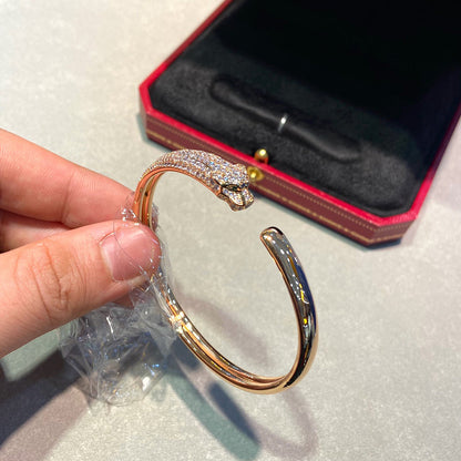[ElanLuxe Jewelry]PANTHERE HALF DIAMOND OPEN BRACELET