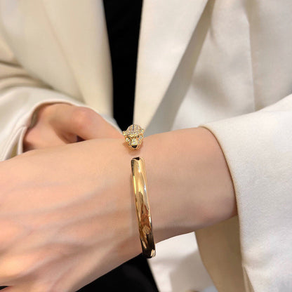 [ElanLuxe Jewelry]PANTHERE HALF DIAMOND OPEN BRACELET