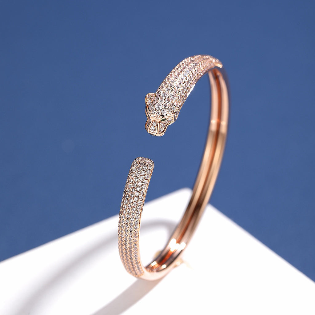 [ElanLuxe Jewelry]PANTHERE FULL DIAMOND OPEN BRACELET