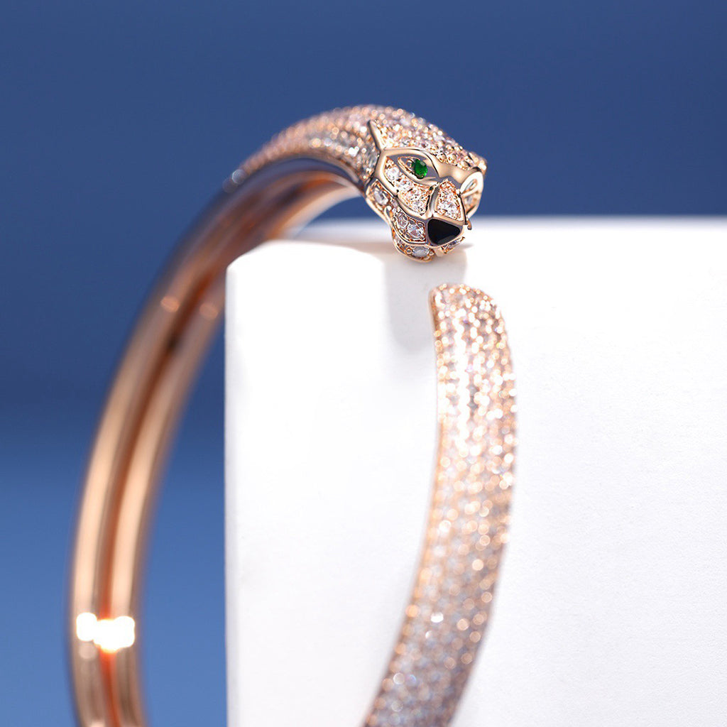 [ElanLuxe Jewelry]PANTHERE FULL DIAMOND OPEN BRACELET
