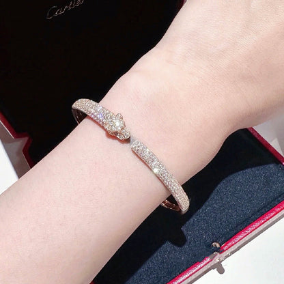 [ElanLuxe Jewelry]PANTHERE FULL DIAMOND OPEN BRACELET
