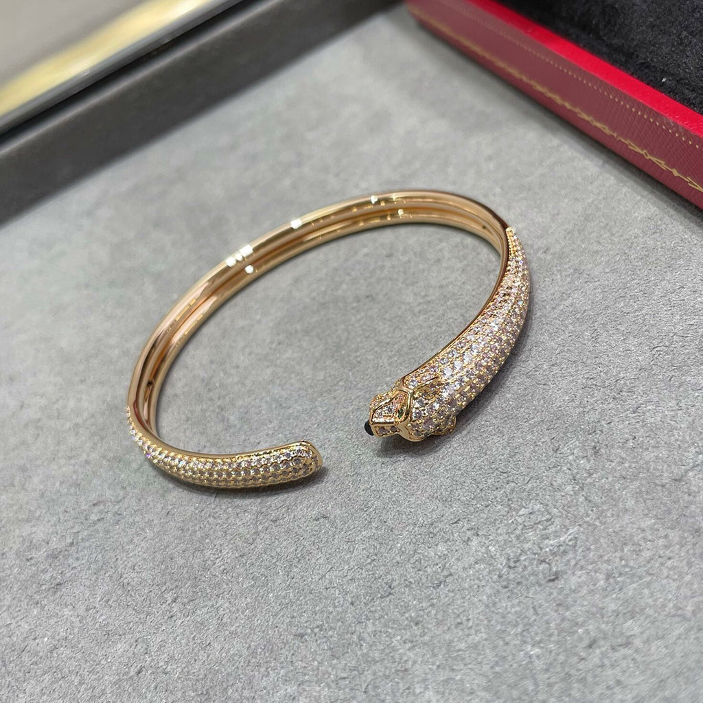 [ElanLuxe Jewelry]PANTHERE FULL DIAMOND OPEN BRACELET