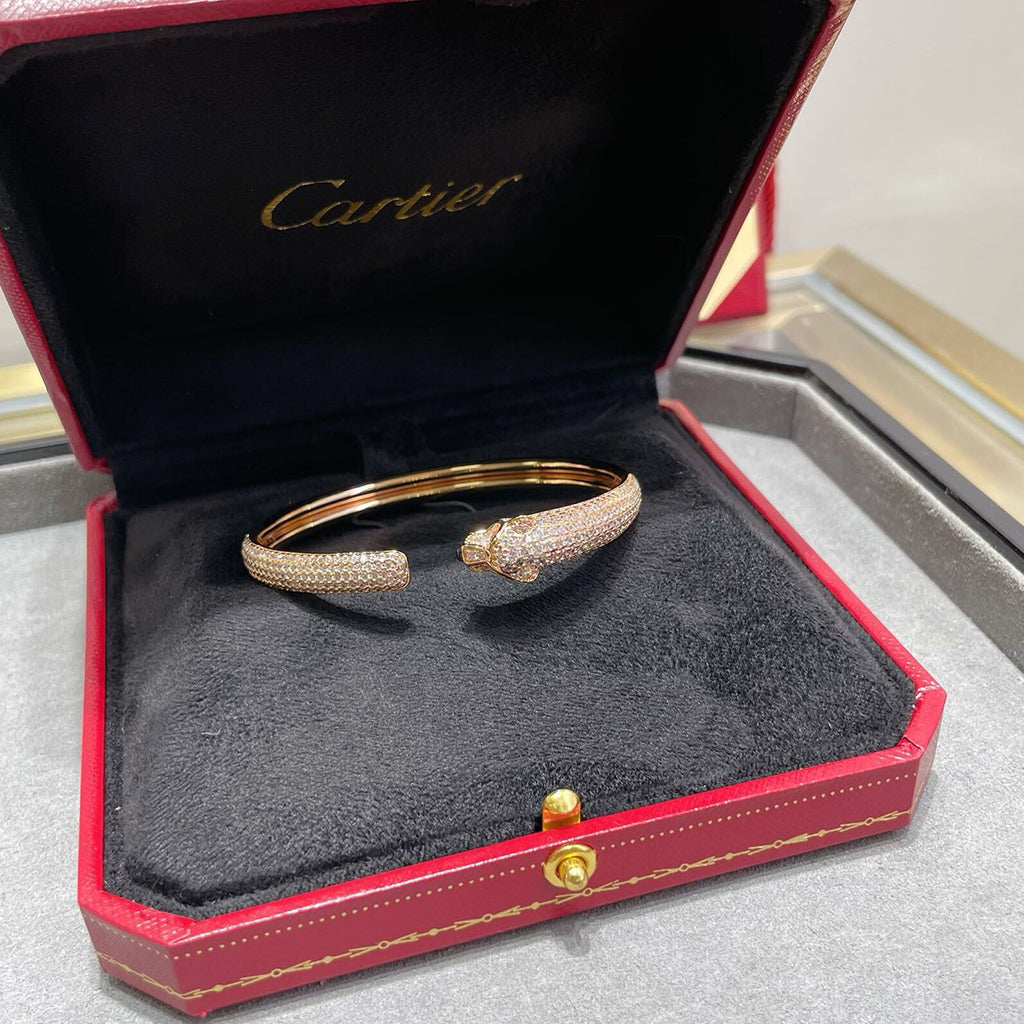 [ElanLuxe Jewelry]PANTHERE FULL DIAMOND OPEN BRACELET
