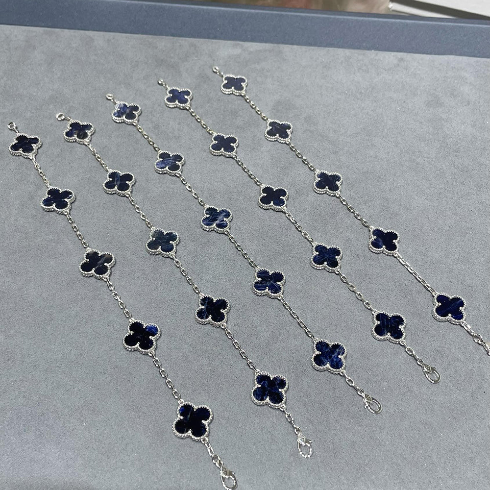 [ElanLuxe Jewelry]CLOVER 5 MOTIF PIETERSITE SILVER BRACELET