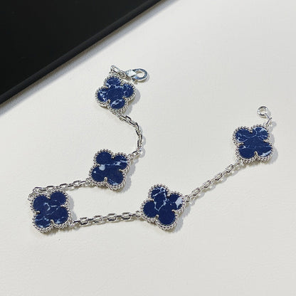 [ElanLuxe Jewelry]CLOVER 5 MOTIF PIETERSITE SILVER BRACELET