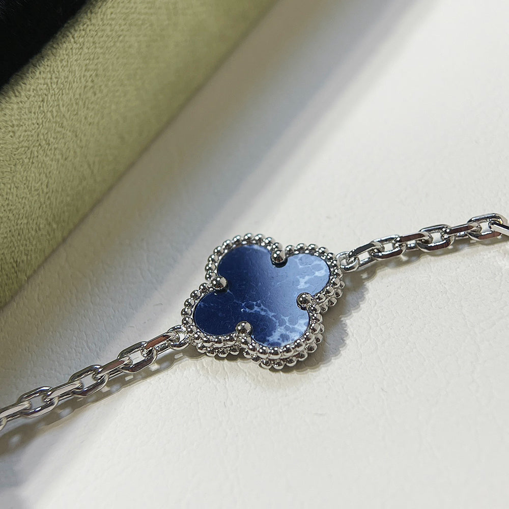 [ElanLuxe Jewelry]CLOVER 5 MOTIF PIETERSITE SILVER BRACELET